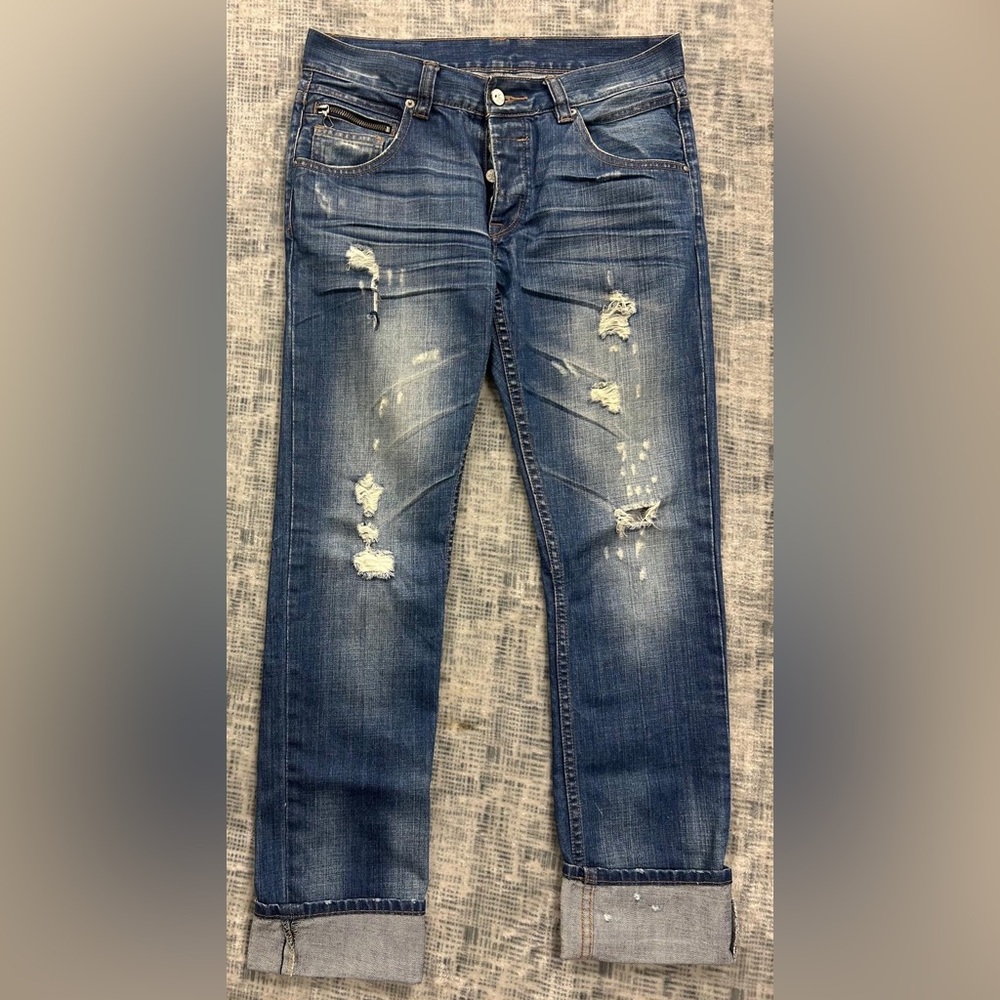 Lee Cooper Blue Distressed Boyfriend Jeans
